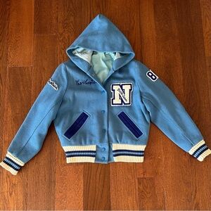 Vintage Varsity Jacket with Hood Driil Team Co Captain
